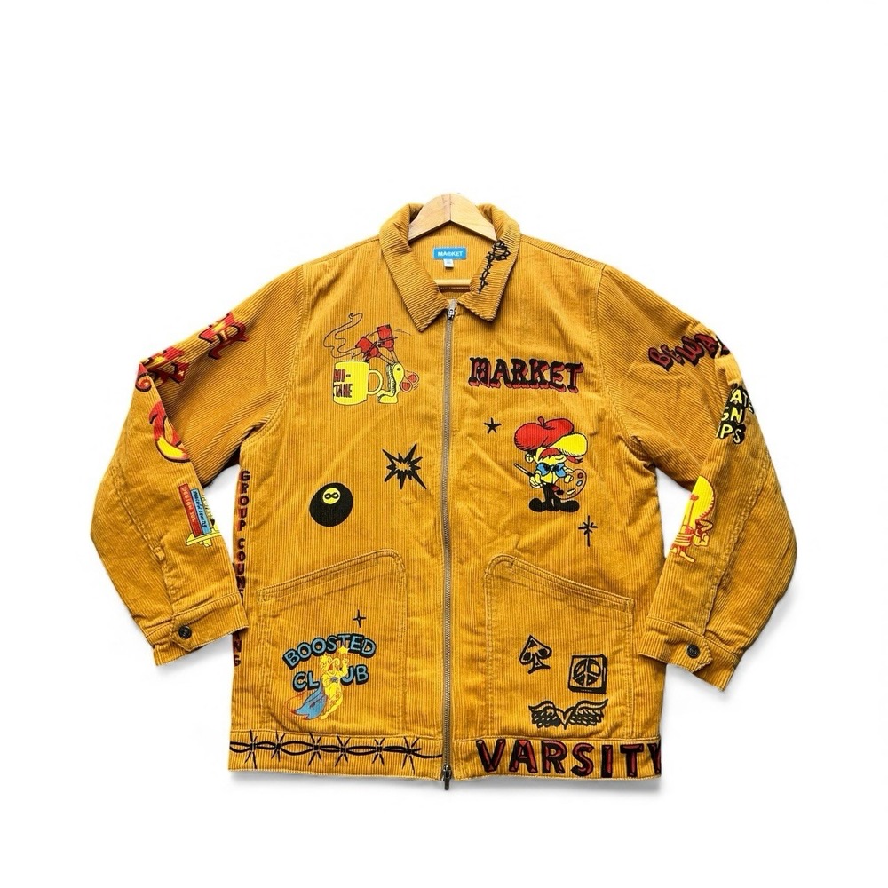 Market Boosted Club Corduroy Mens Jacket Rattan Brown 2XL XXL Patches RARE
